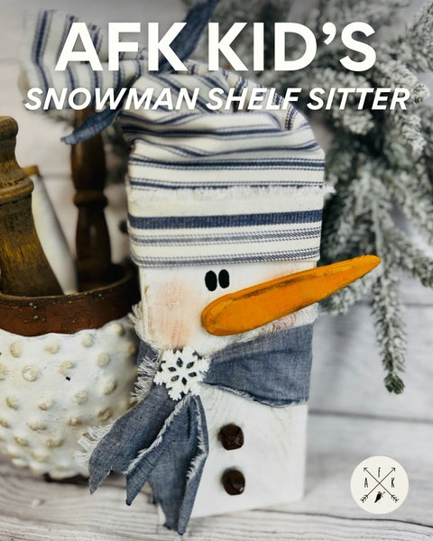 AFK Kids December Monthly Kit – 2x4 Snowman DIY Craft with 1 Ounce AFK Chalk Paint