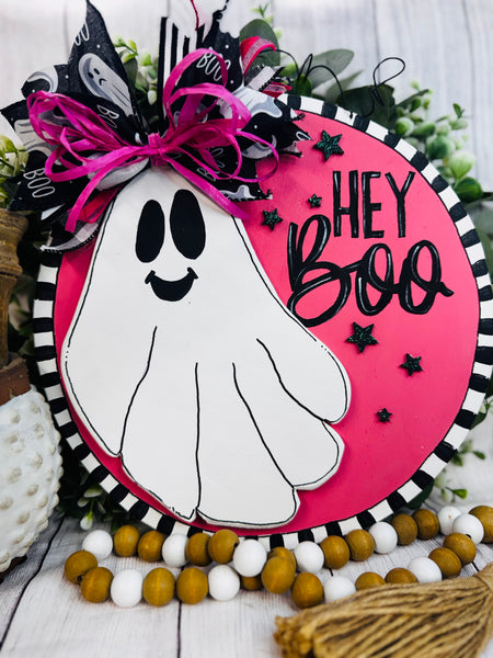Hey BOO Ghost Door Hanger - with 1 ounce AFK Chalk Paint
