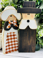 Thanksgiving Pilgrim Shelf Sitters October Monthly Craft Kit – with 1 oz AFK Chalk Paint Wood DIY Decor