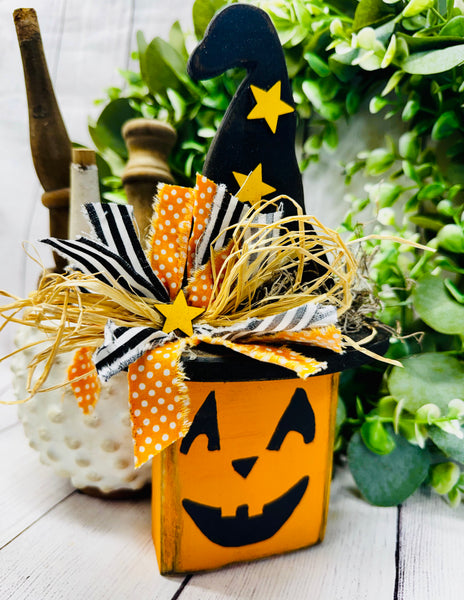 Fall-O-Ween Pumpkin Shelf Sitter-Wood Pack | DIY Halloween & Fall Craft Kit