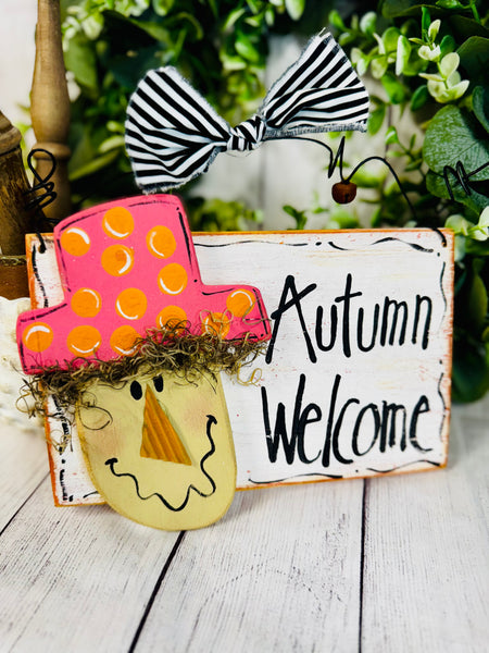 September Monthly Kit – Autumn Welcome Scarecrow Sign + 1oz Paint Pack